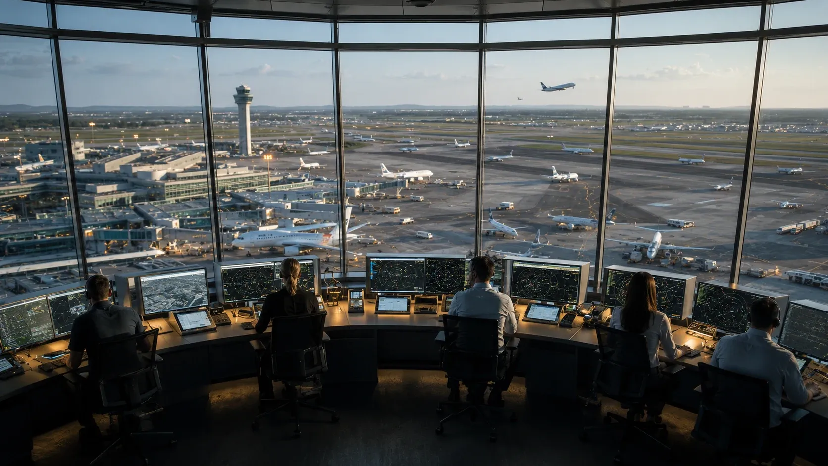 An air traffic control operations room